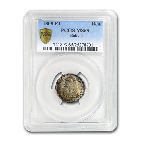 1808-PTS PJ Bolivia Silver 1 Real MS-65 PCGS 1808-PTS PJ Bolivia Silver 1 Real MS-65 PCGS